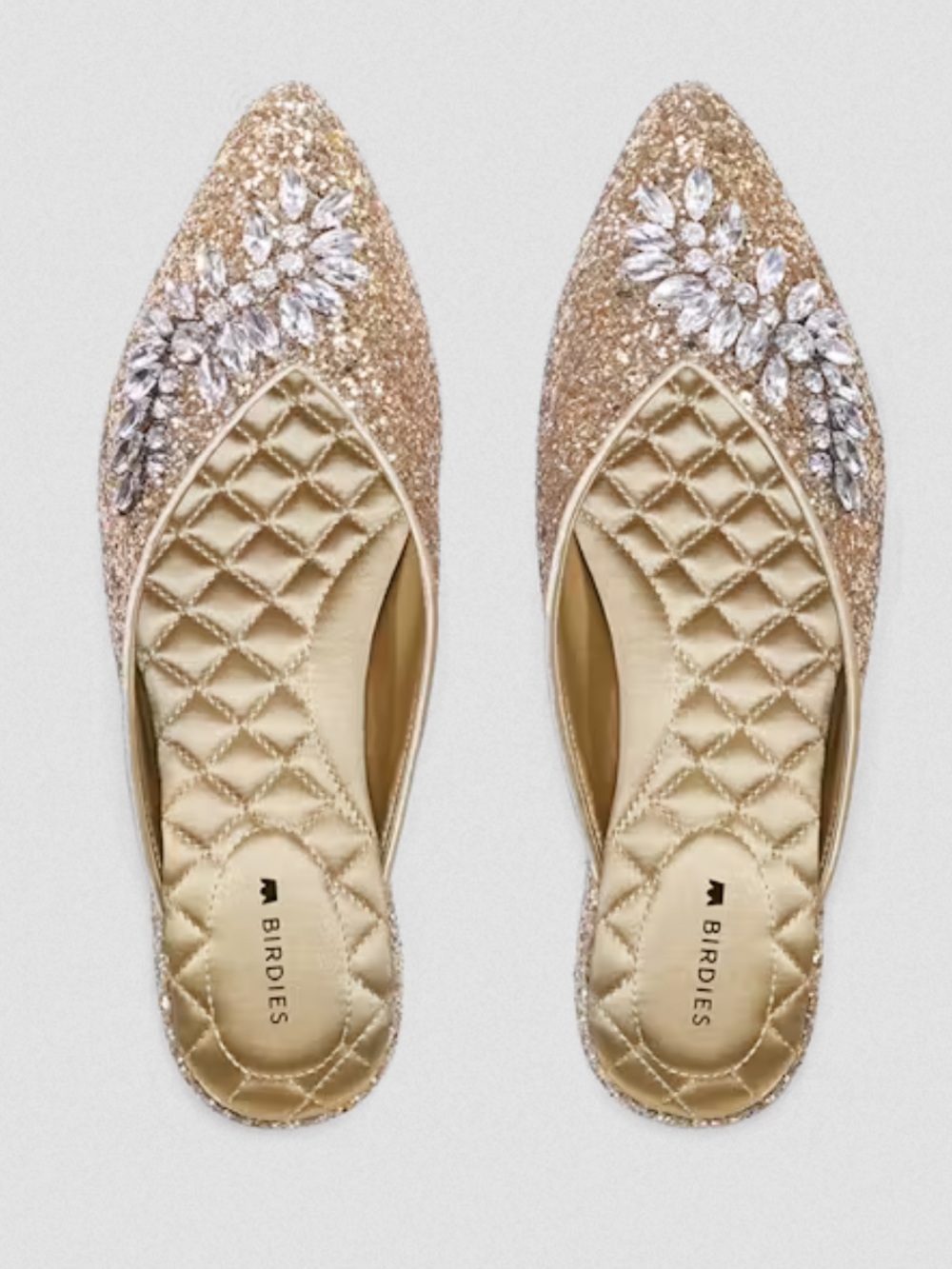 Birdies The Swan Jeweled Gold Sparkle Slide